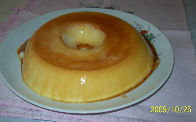 Flan de coco e baunilha