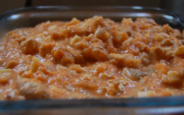 Frango ao molho de abóbora cabocha e requeijão