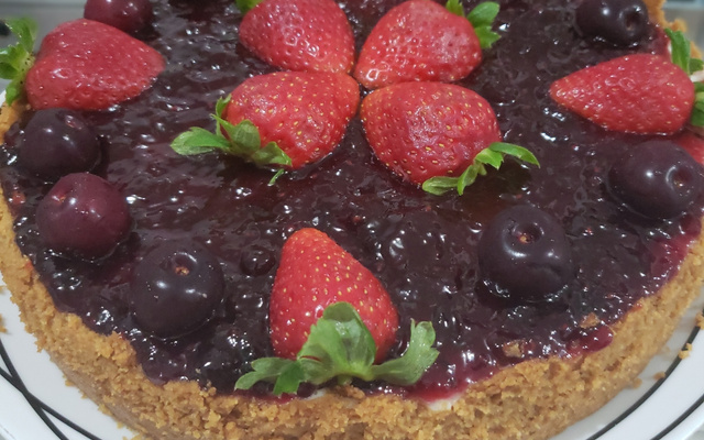 Cheesecake de morango da Alécia