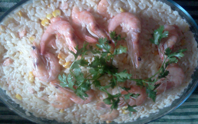 Risoto de camarão com requeijão