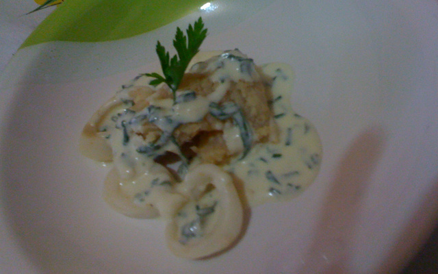 Peixe e lula ao molho de espinafre