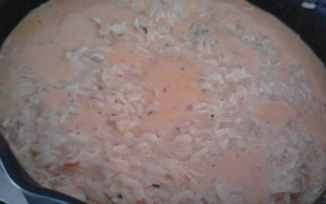 Risoto de frango com creme de leite