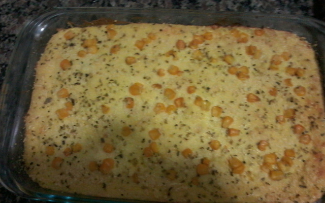 Batata assada ao creme de milho com queijo