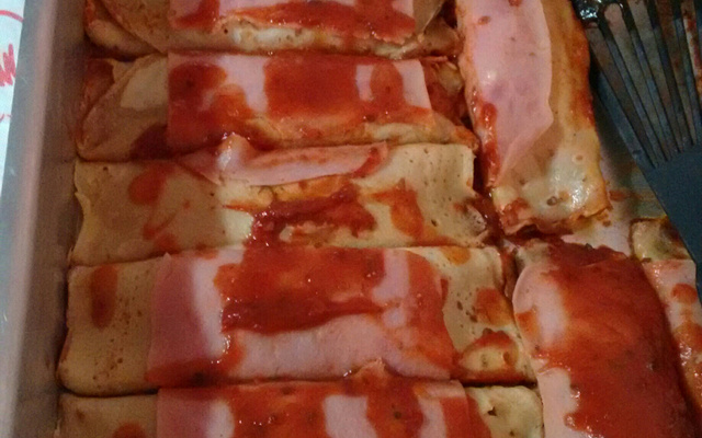 Panquecas de queijo e presunto