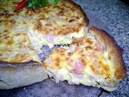 Torta aberta de presunto e queijo