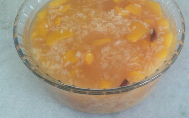 Arroz doce com pêssego