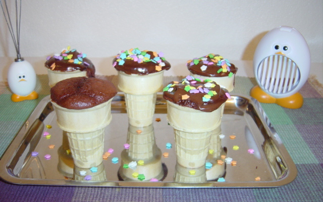 Bolo na casquinha de sorvete