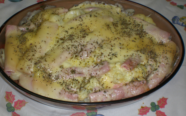 Couve-flor com presunto e mussarela