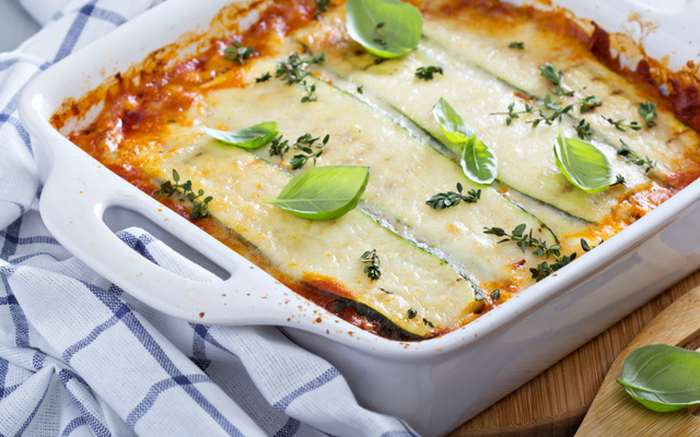 Lasanha de abobrinha e cogumelos