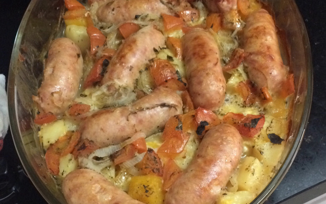 linguiça de frango ao forno