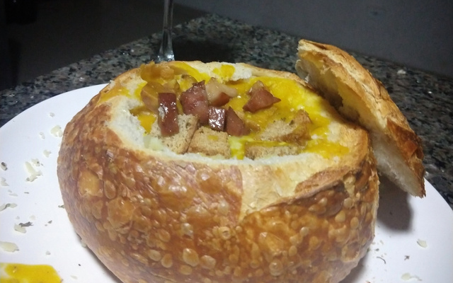 Creme de abóbora no pão italiano