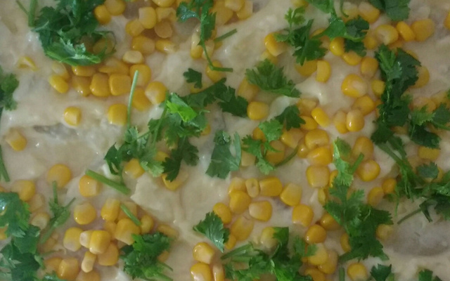 Frango e batatas com creme de milho