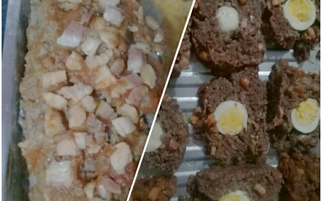 Rocambole de carne moída com ovo