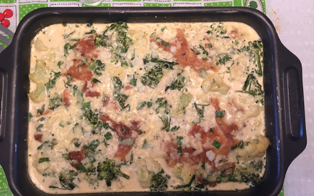 Filé de frango com couve flor ao forno