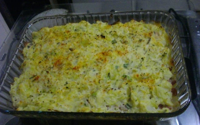 Purê de batata com repolho ao forno