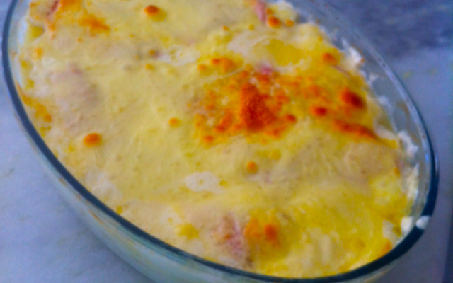 Torta de batata, frango e bacon