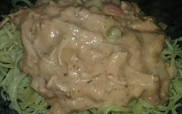 Macarrão com molho de frango cremoso