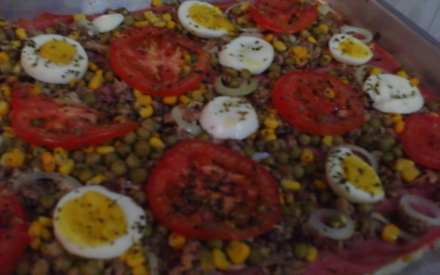 Pizza portuguesa de pão de forma