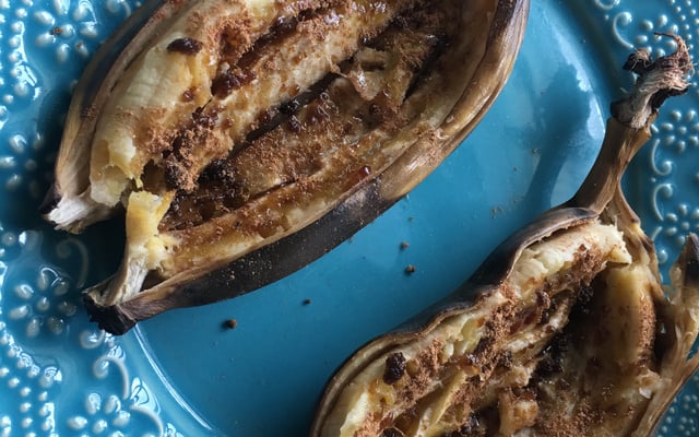 Banana cozida de microondas