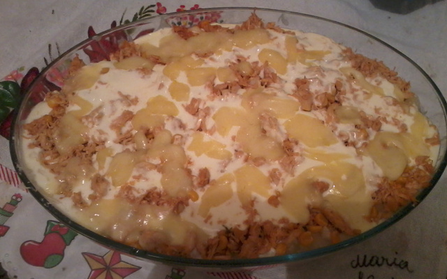 Escondidinho invertido de aipim