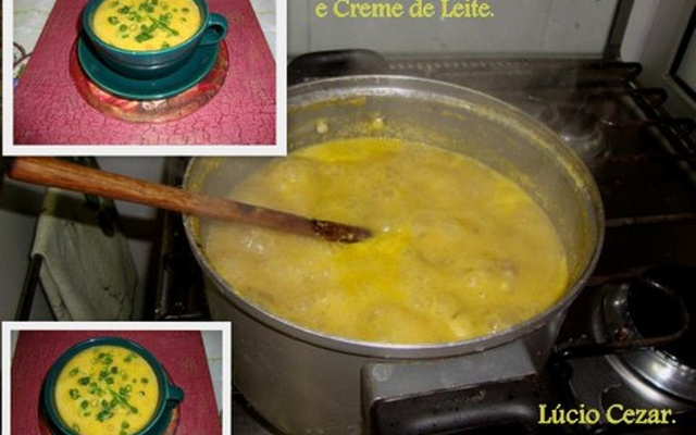 Sopa de inhame, cenoura e creme de leite