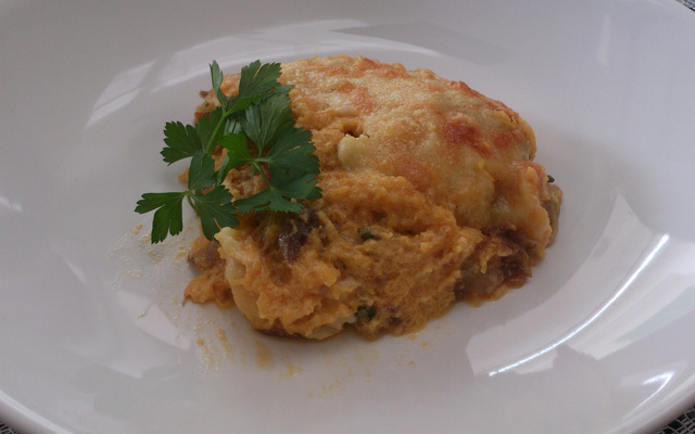 Escondidinho de abóbora e carne seca