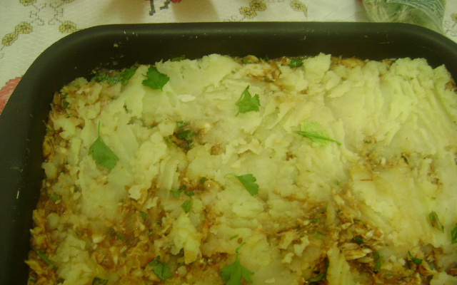 Batatas cozidas em neve com peixe