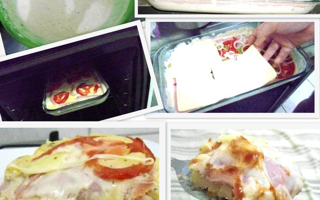 Pão fofinho com recheio de pizza