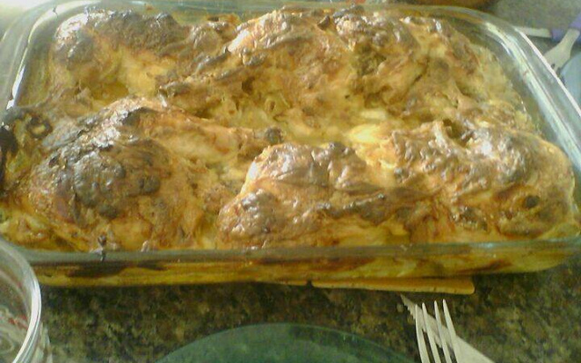 Frango assado com creme de cebola