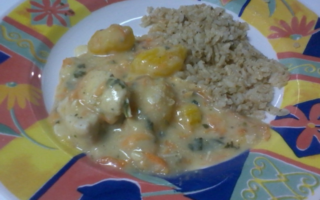 Frango colorido com molho branco light