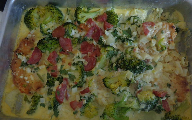 Filé de frango com couve flor ao forno