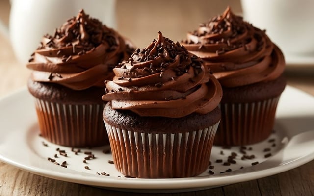 Cupcake de chocolate sem glúten com cobertura por cima