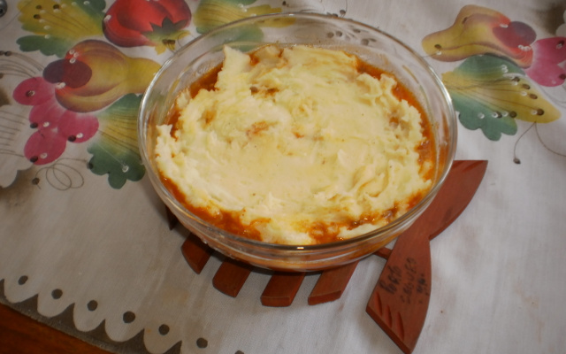 Torta de carne com purê de batata