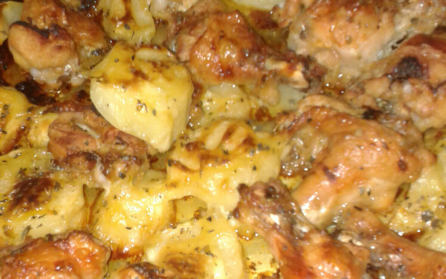 Frango assado com batata