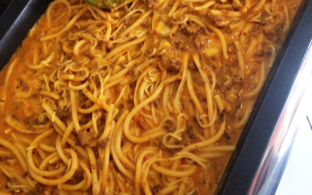 Macarrão com carne moída