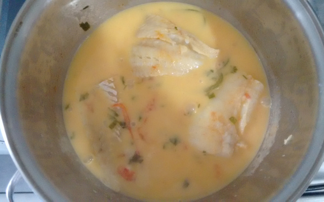 Bacalhau dessalgado ao Côco