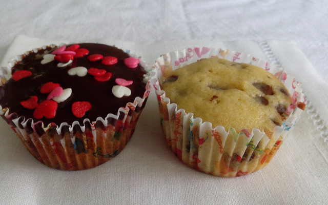 Muffins de baunilha e chocolate