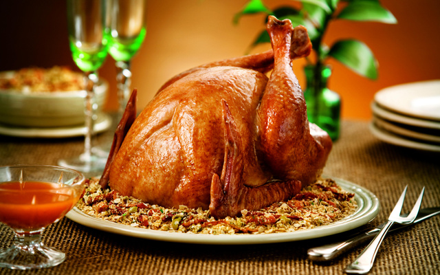 Peru com farofa crocante