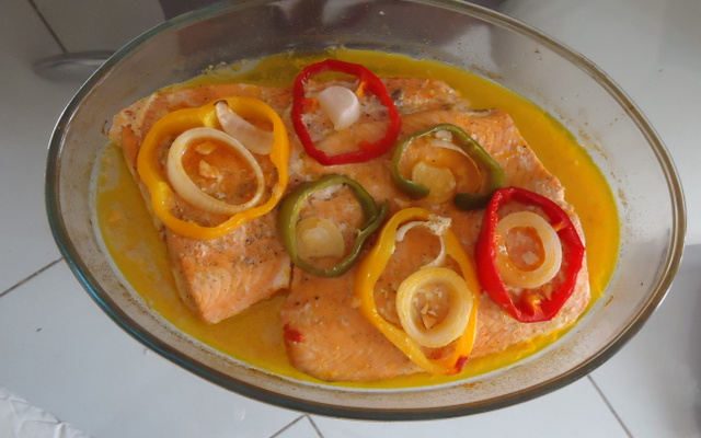 Salmão de forno do Tio