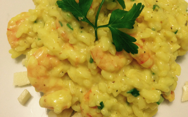 Risoto de camarão com requeijão