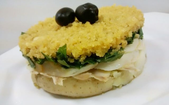 Bacalhau com broa de milho