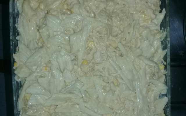 Macarrão penne com frango e molho especial