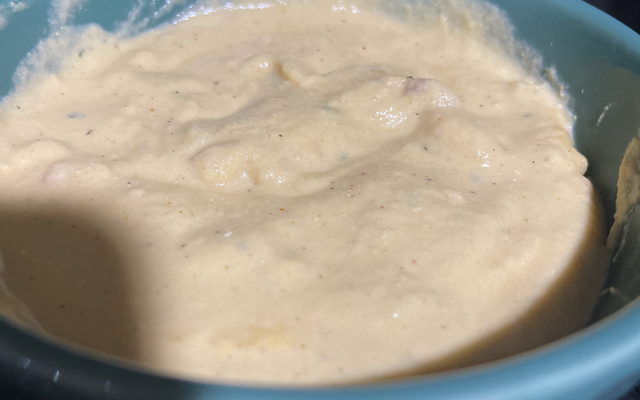 Creme de palmito com alho-poró e frango