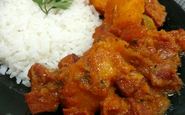 Abóbora com linguiça calabresa da Débora