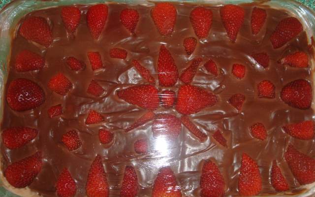 Torta de bolachas e morango