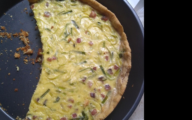 Quiche de alho poró com bacon
