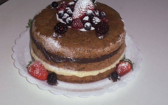 Naked Cake de baunilha com negresco