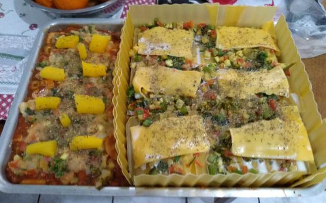 Lasanha de carne moída com legumes