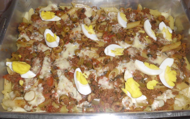 Macarrão com carne de soja