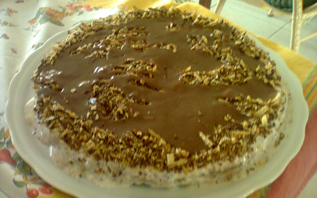 Torta de brigadeiro, sorvete e bis